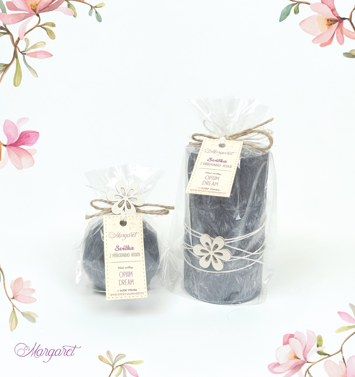 Svíčka Malá krychlička (5 cm) – Černá / Opium Dream / Květinka